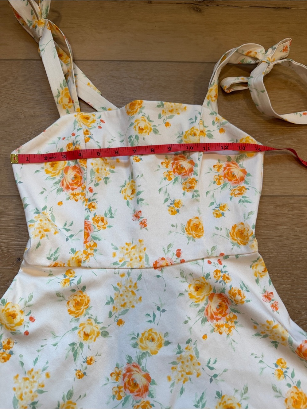 NWT Zara Cream Orange & Yellow Floral Cottagecore Mini Dress - Picture 7 of 13